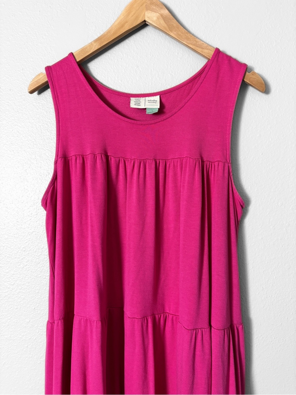 Anthropologie Saturday Sunday Magenta Tiered Tank Dress Dopamine Dressing Size L - Picture 2 of 12